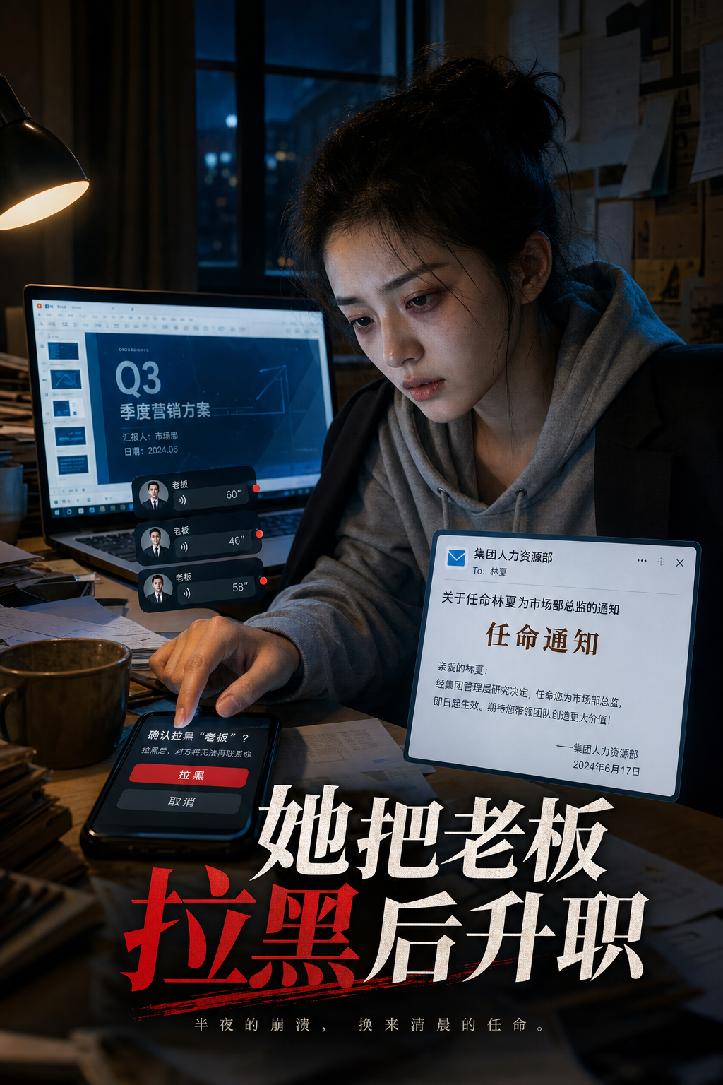 《她把老板拉黑后升职》 封面
